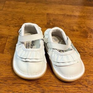White Ruffle Mary Jane Kids Shoes